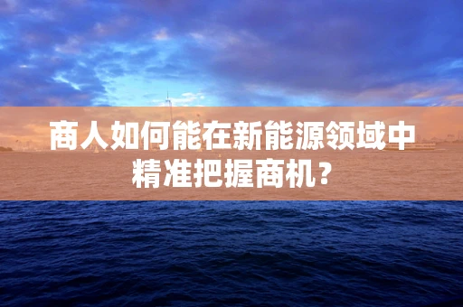 商人如何能在新能源领域中精准把握商机？