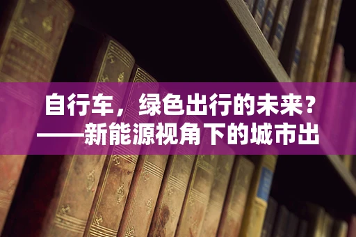 自行车，绿色出行的未来？——新能源视角下的城市出行新解