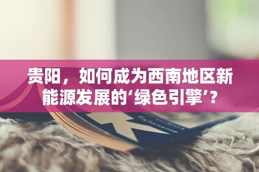 贵阳，如何成为西南地区新能源发展的‘绿色引擎’？